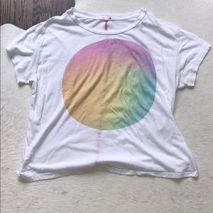 White and rainbow t shirt
